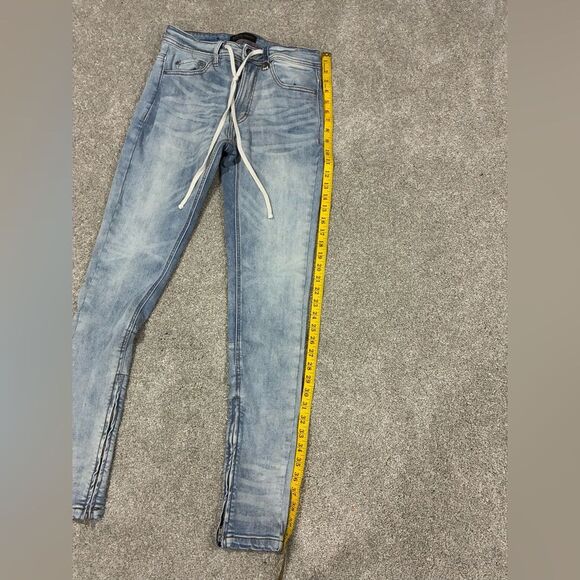 Hyper Denim Skinny Jeans – Light Wash, Drawstring Waist, Ankle Zips – 30 - Picture 5 of 6